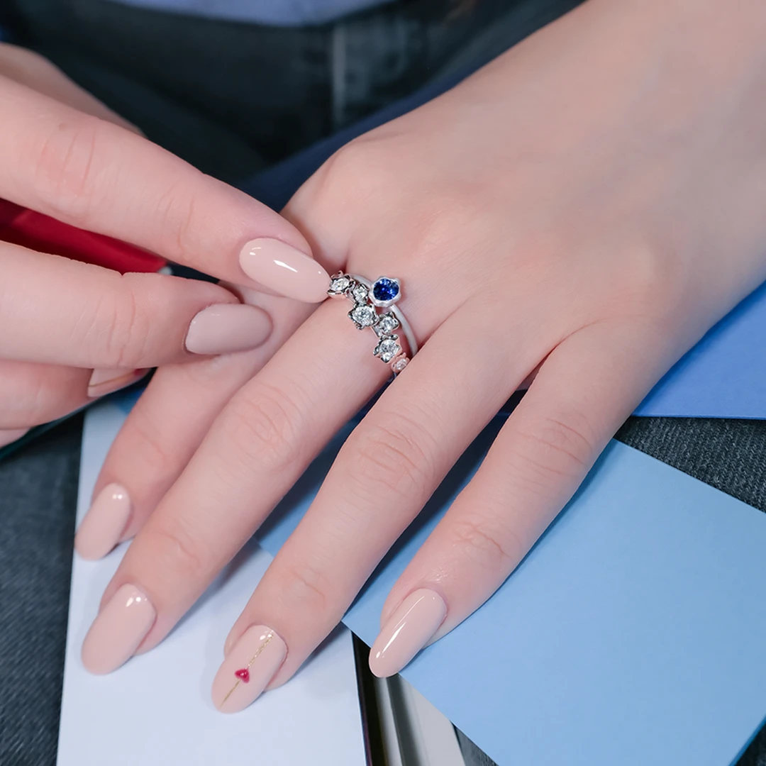 Melted gold blue sapphire ring